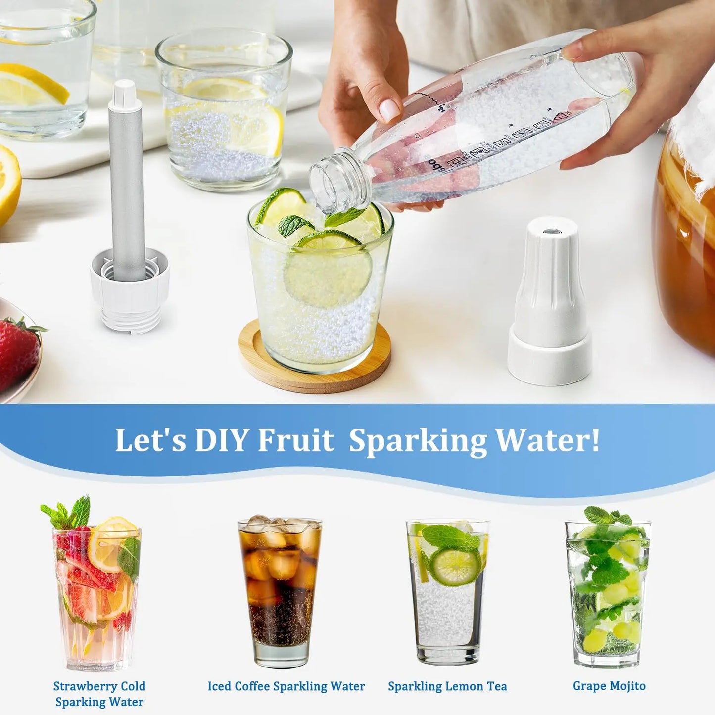 Soda Bubble Machine for Making Fresh Soda Water Fizzy Drink Portable Household Sparkling Water Maker Machine Easy to Use