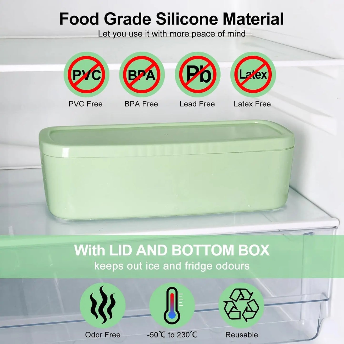 Silicone Cylinder Ice Cube Tray with Lid – Fits 20/30/40 oz Tumblers