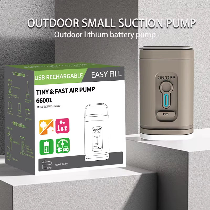 Outdoor Mini Portable Air Pump USB Rechargeable Tiny Fast Wireless Air Pump with Type-C Cable